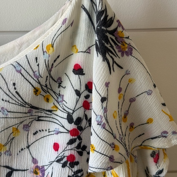 Boho Floral Off Shoulder Mini Dress Lace Hem | Anthropologie Style Size Small - Picture 8 of 10